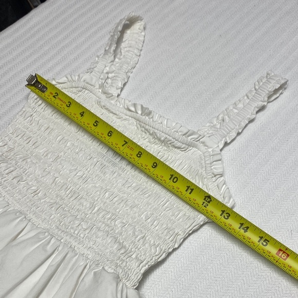 GAP Midi Sundress | Smocked Bodice Ruffled Hem Bright White Cotton | Size Small - Picture 10 of 12